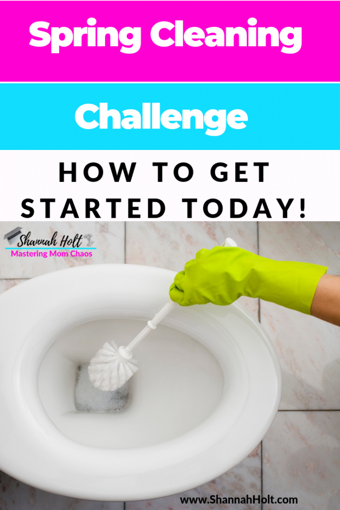 Woman cleaning the toilet in the spring cleaning Challenge. See how you can get started today! 