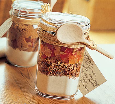 Home made gift jars with a recipe attached to make a Christmas on a budget reality. 