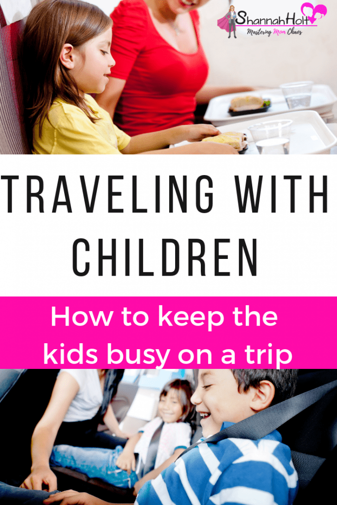 Happy kids riding in a car and an airplane. Traveling with children How to keep the kids busy on a trip.