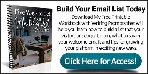 Image of Book 5 Ways to Get your mailing list started with button to download