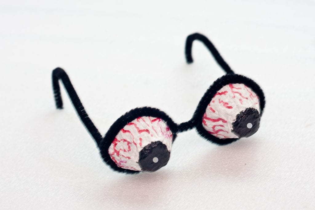 Halloween DIY Creepy Eyeball Glasses Step 13: You now have your own creepy Halloween popped eyeball glasses ready for use!