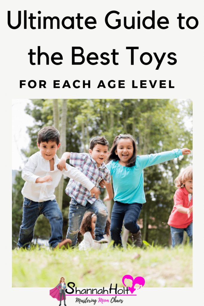 Children racing each other towards you with text above Ultimate Guide to the Best Toys at each age level