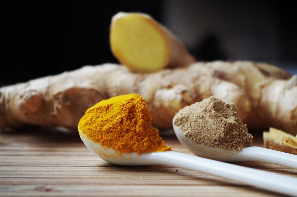 Turmeric is good for inflammation, pain, and helps improve digestion. 